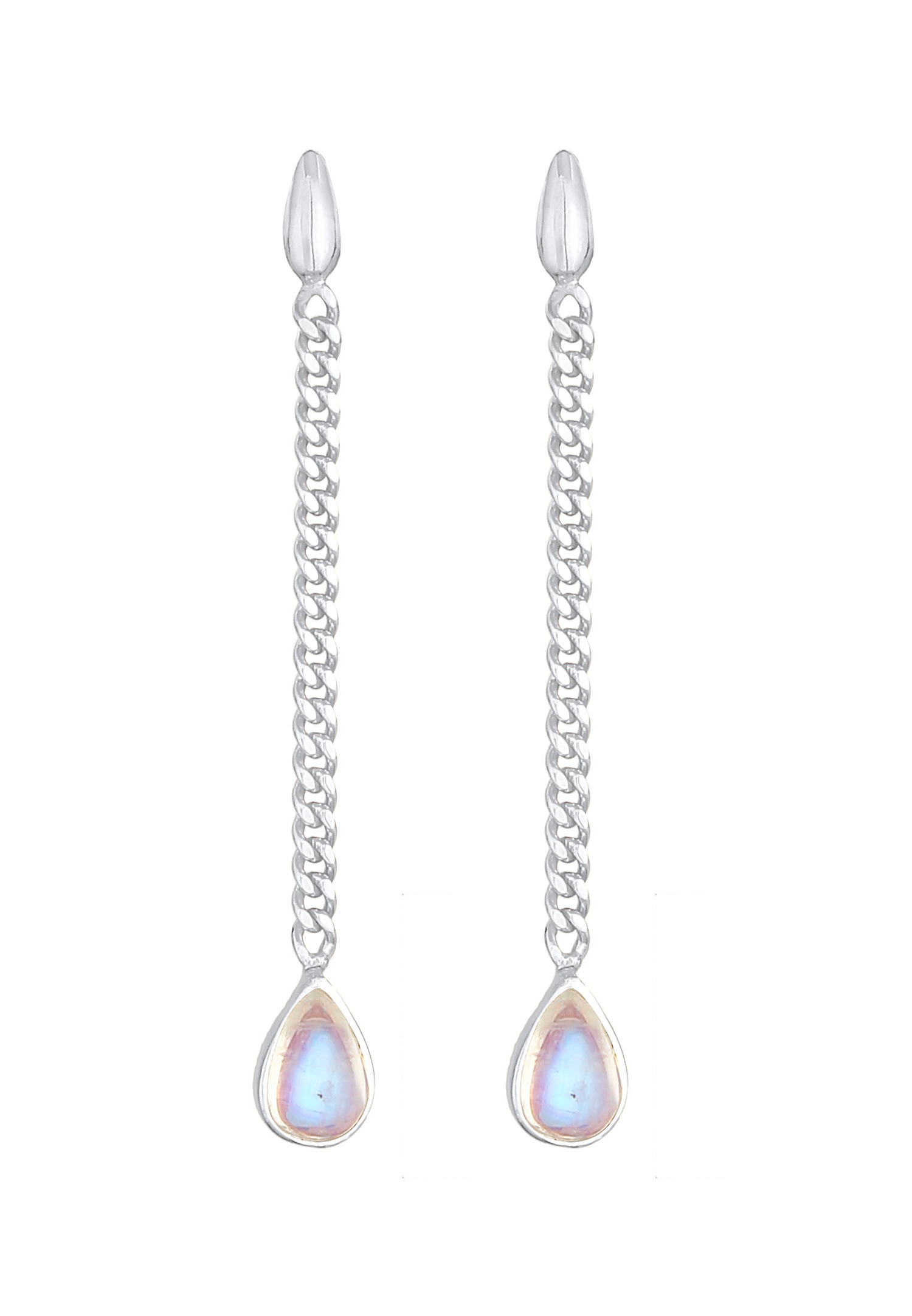 Elli PREMIUM női fülbevaló divatos elegáns láncban holdkővel, 925-ös sterling ezüstből