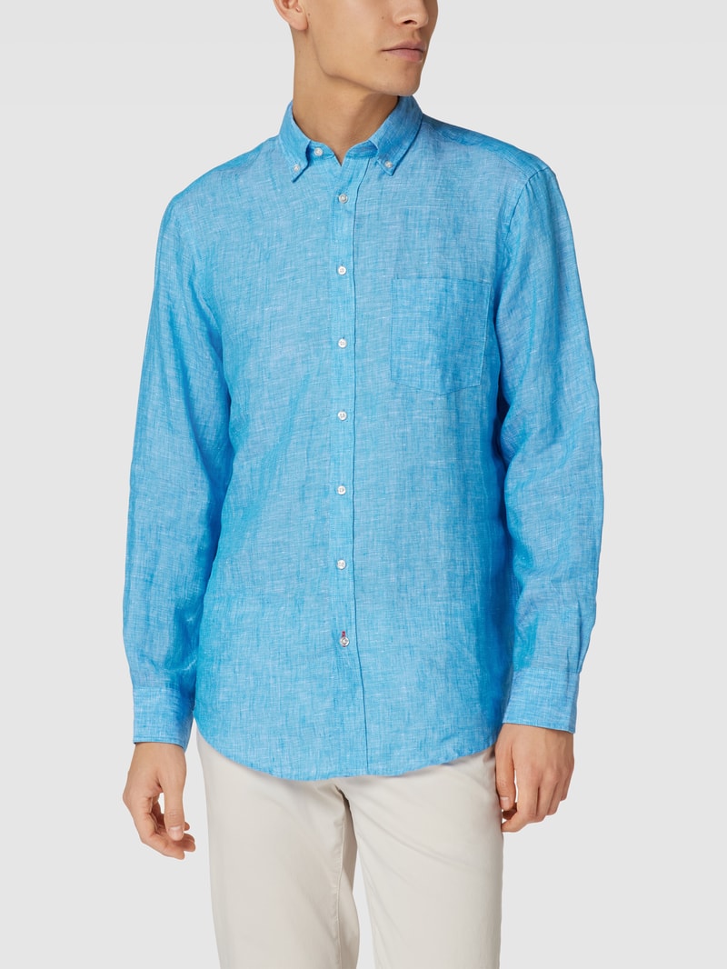 Freizeithemd mit Button-Down-Kragen in aqua blau