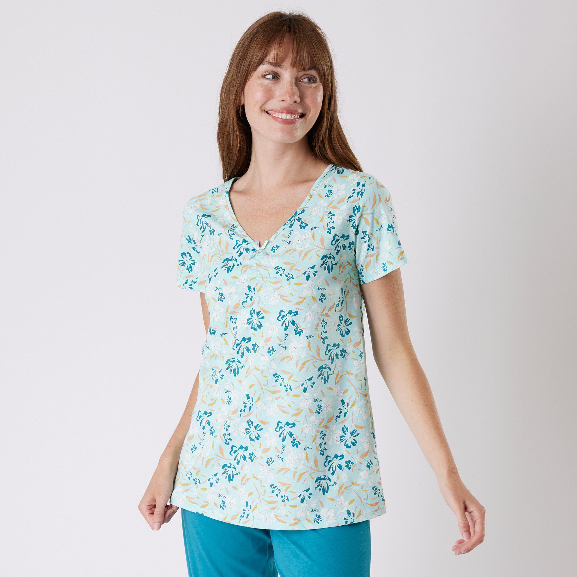 Tee-shirt pyjama manches courtes imprimé floral
