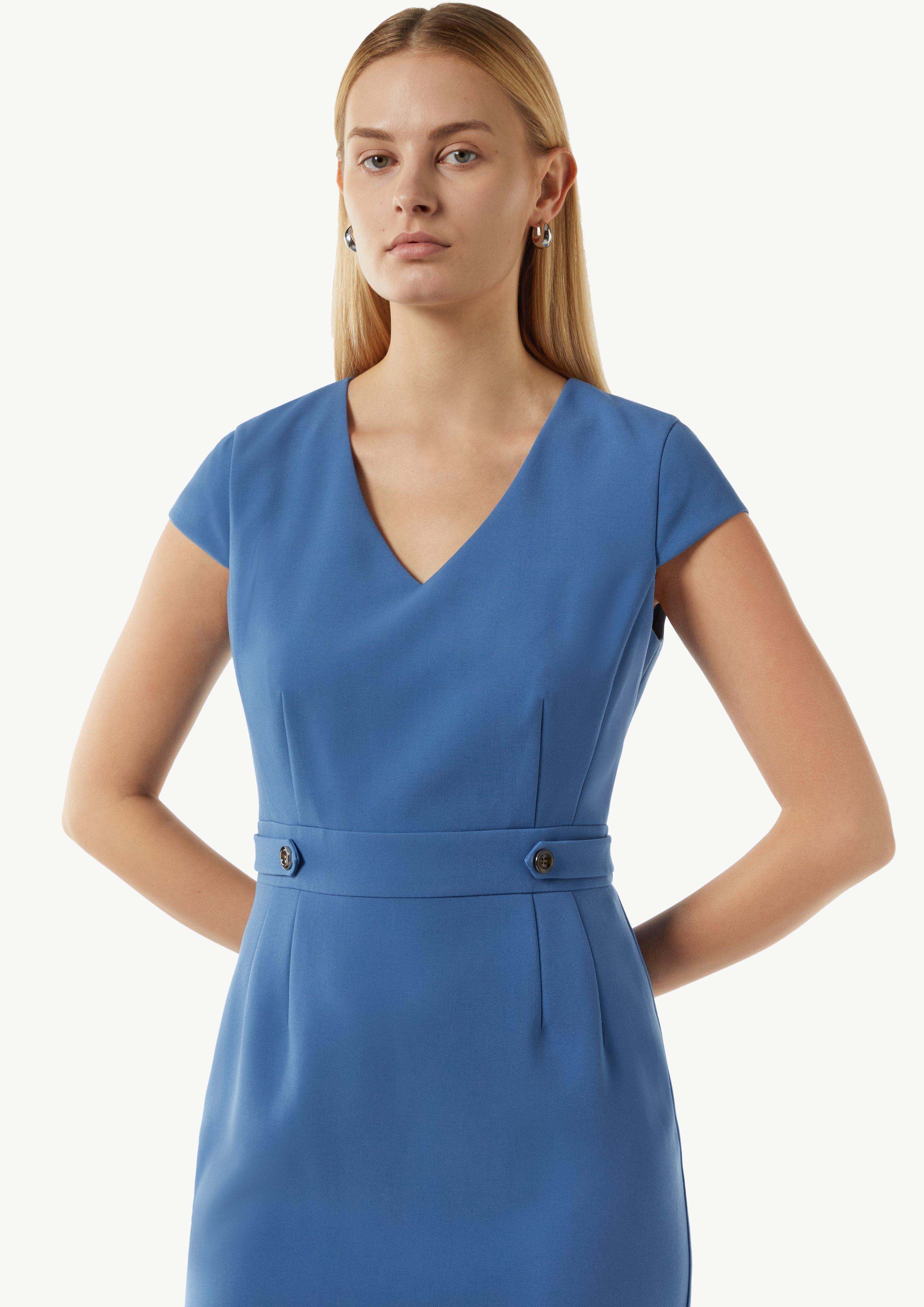 Antailliertes Etuikleid aus Twill - royalblau
