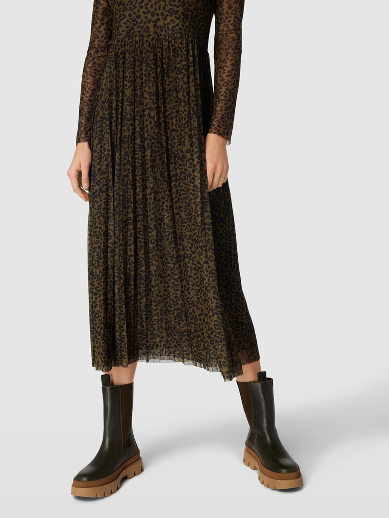 Maxikleid mit Animal-Print in dunkelgrün
