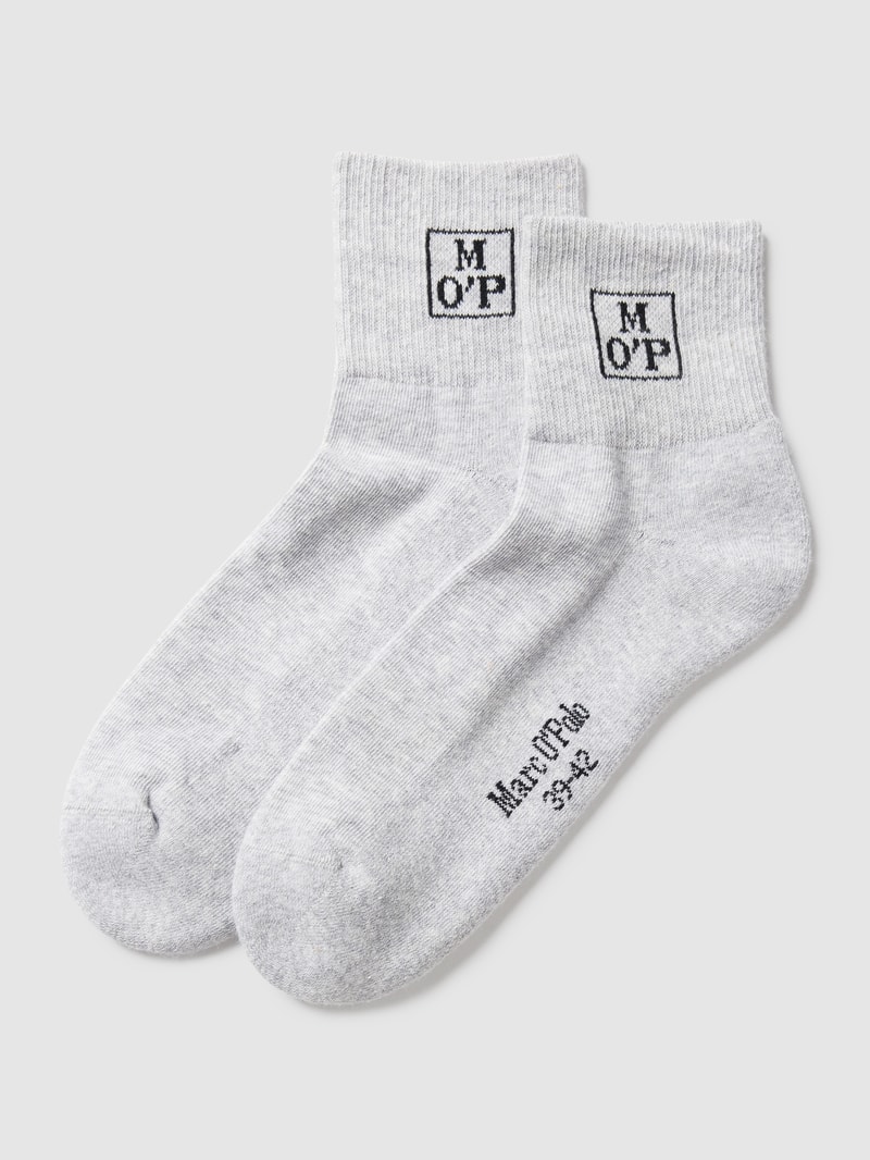 Socken mit Label-Detail im 2er-Pack Modell 'Maxi' in hellgrau meliert