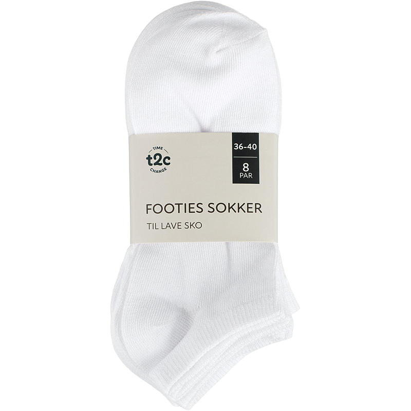 Time 2 Change Footies 8-pk str 36/40, hvit
