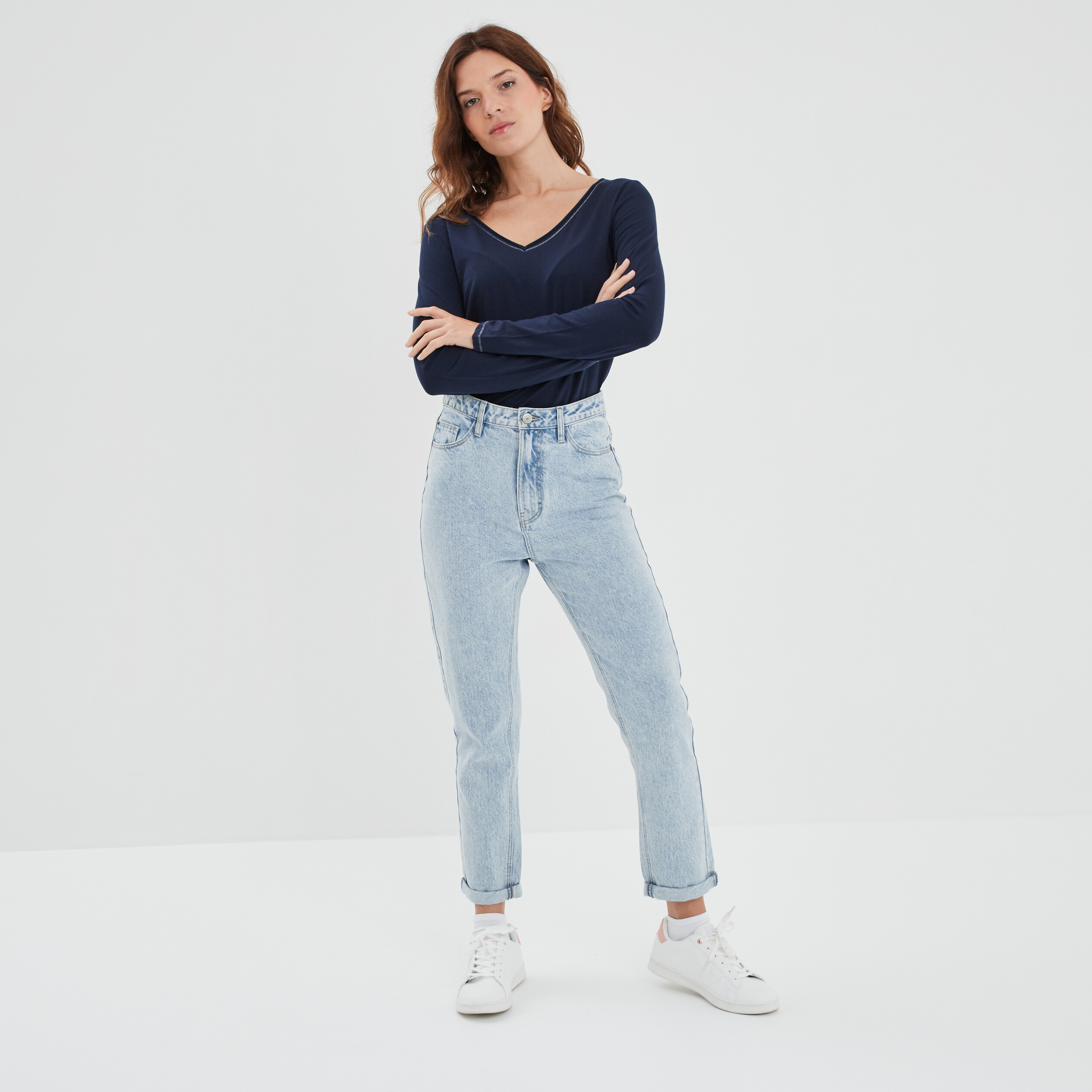 T-shirt manches longues bleu marine femme | La Halle
