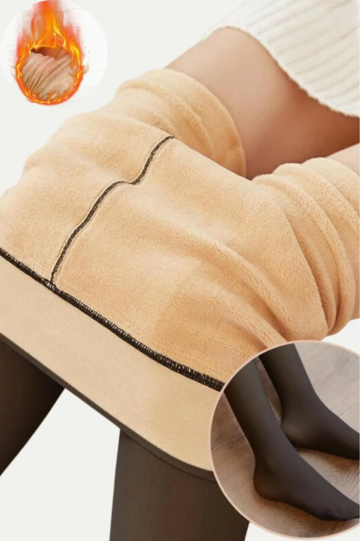 Katia&Bony  Thermo-Fleece-Strumpfhose für Damen, Schwarz
