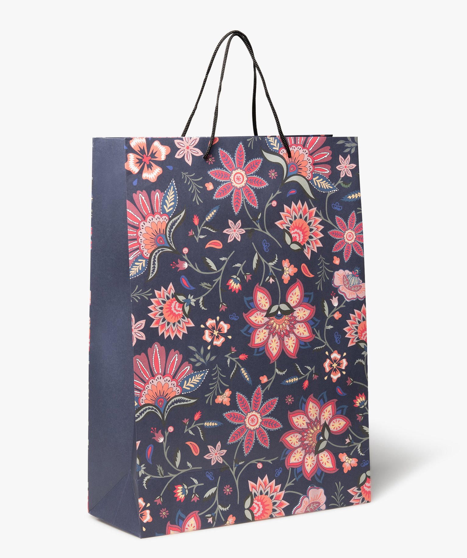 Sac cadeau fleuri en papier recyclé multicolore | GEMO