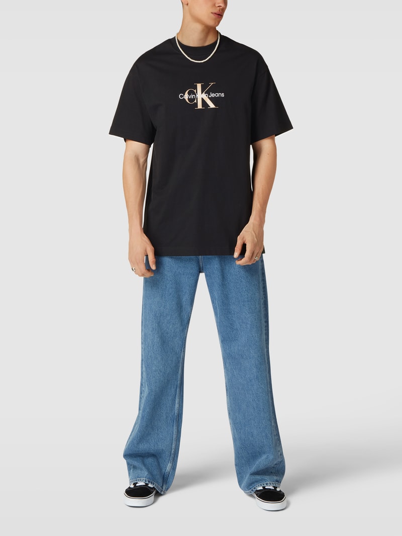 T-Shirt mit Label-Print Modell 'ARCHIVAL' in schwarz