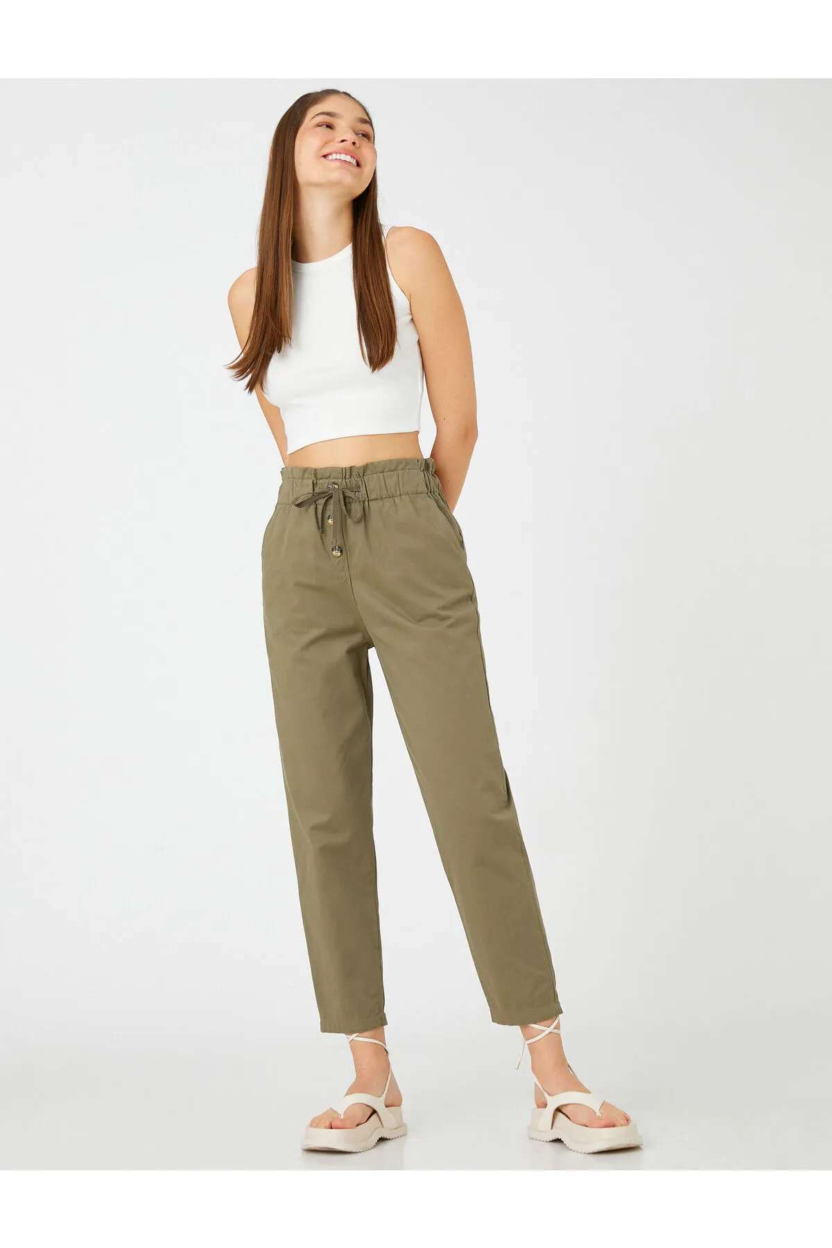 Koton  Karottenhose mit Taschendetail zum Binden an der Taille