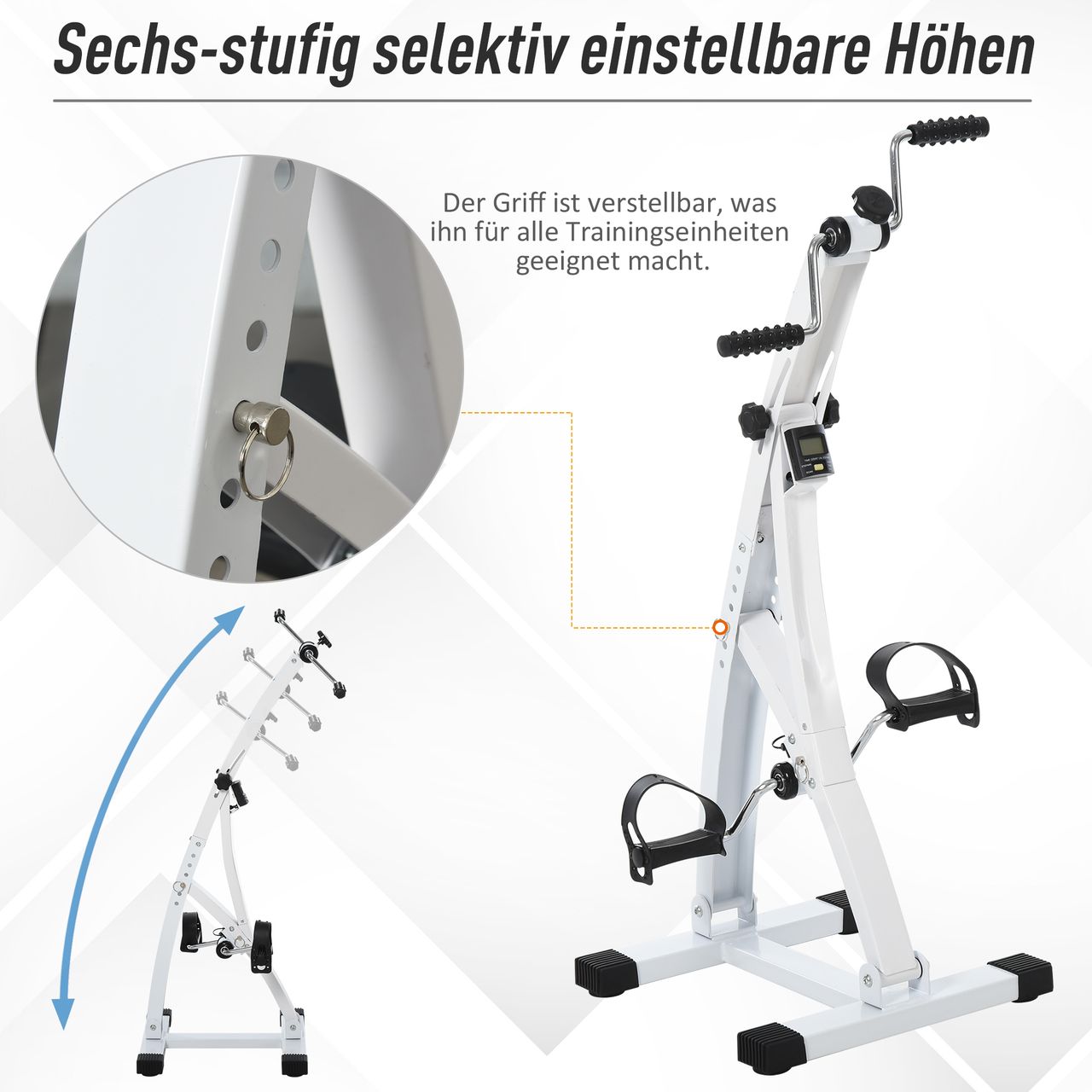 Outsunny HOMCOM Heimtrainer für Senioren Bewegungstrainer Pedaltrainer Stahl Weiß