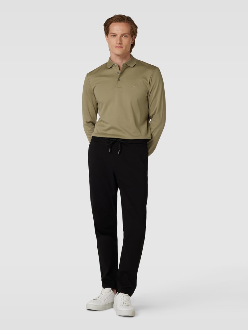 Poloshirt mit Label-Detail Modell 'PADO' in schilf