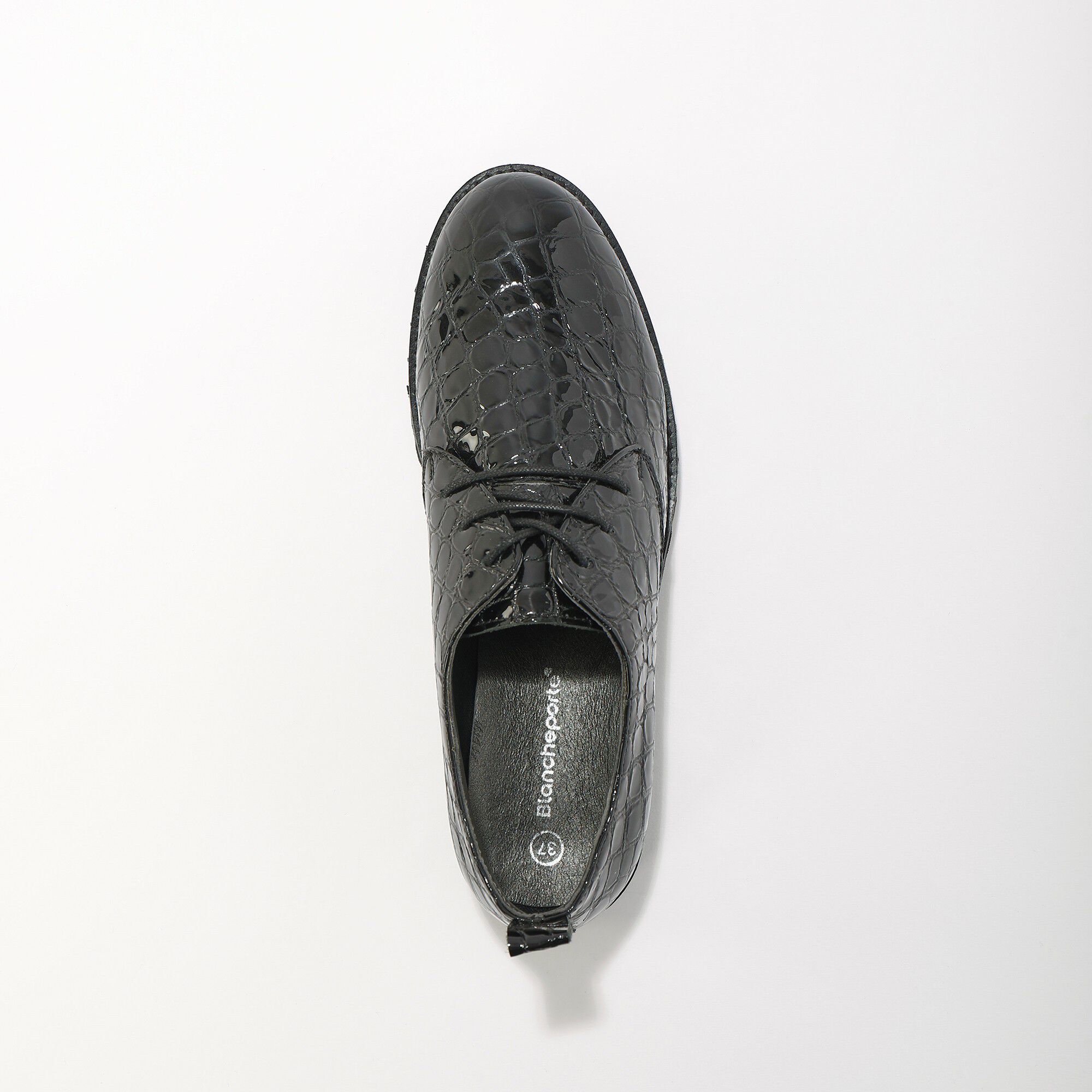 Derbies vernies à lacets en cuir