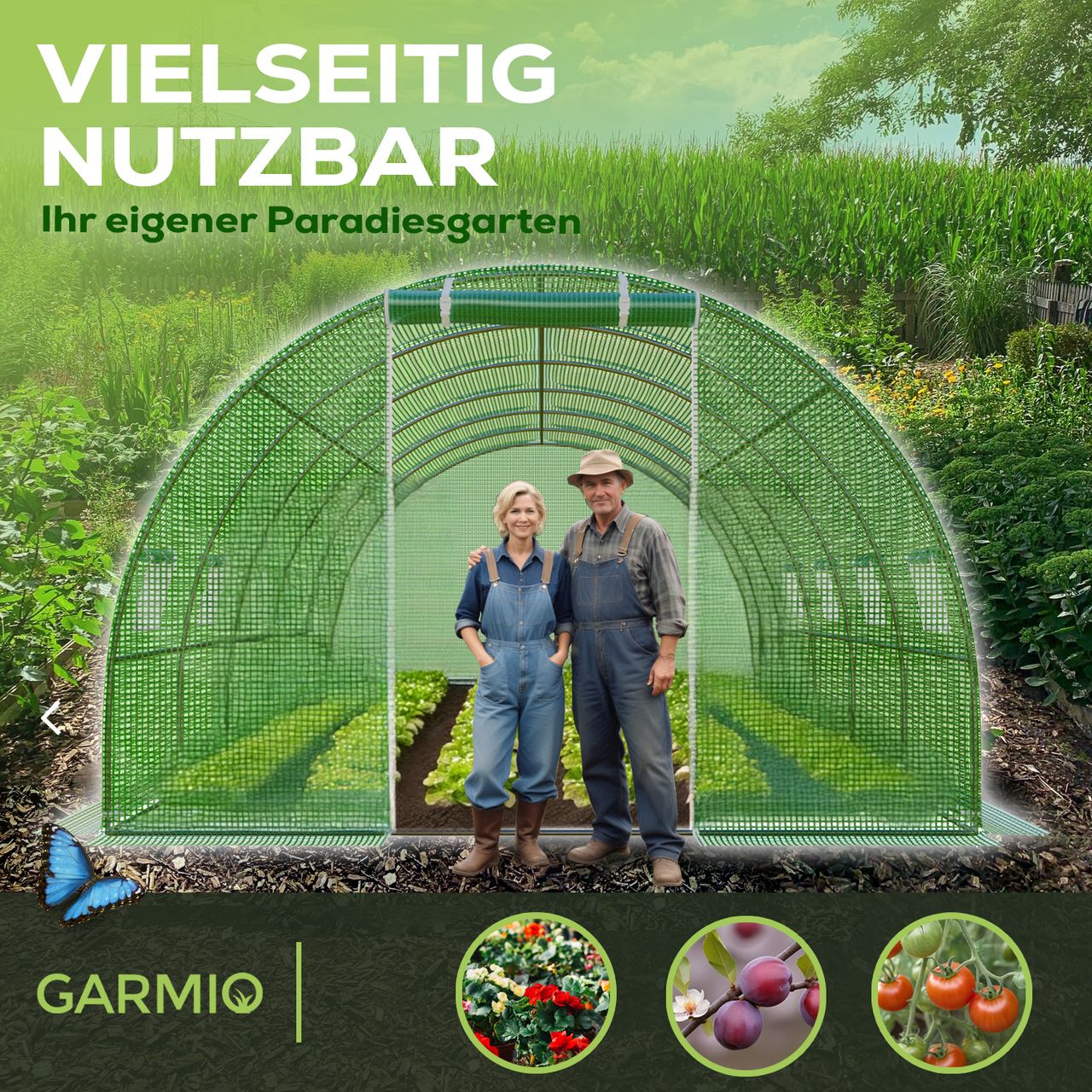 TroniTechnik GARMIO® Foliengewächshaus CARINI, Tomatenzelt, winterfest, 6x3x2m, Frühbeet, Pflanzenhaus