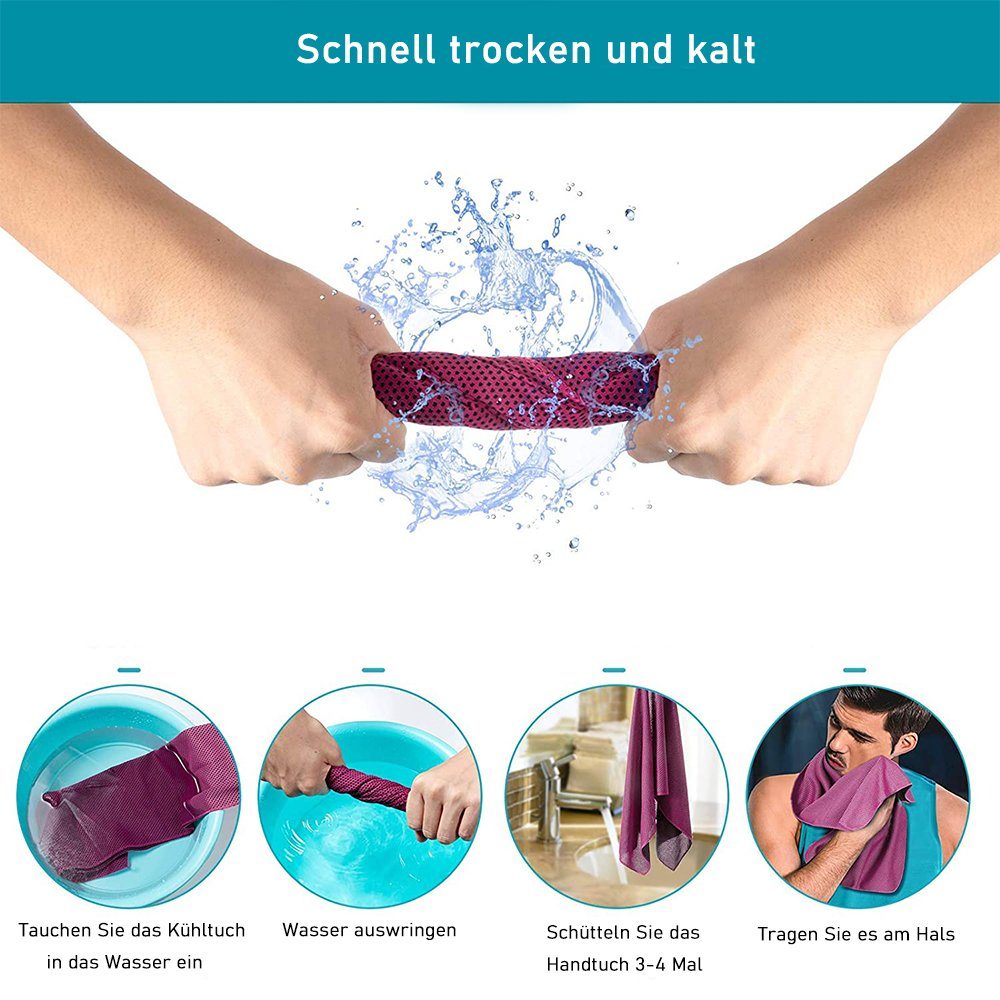 zggzerg Sporthandtuch 4 Stück Handtuch, 100x30cm Mikrofaser Handtuch für sofortige Kühlung