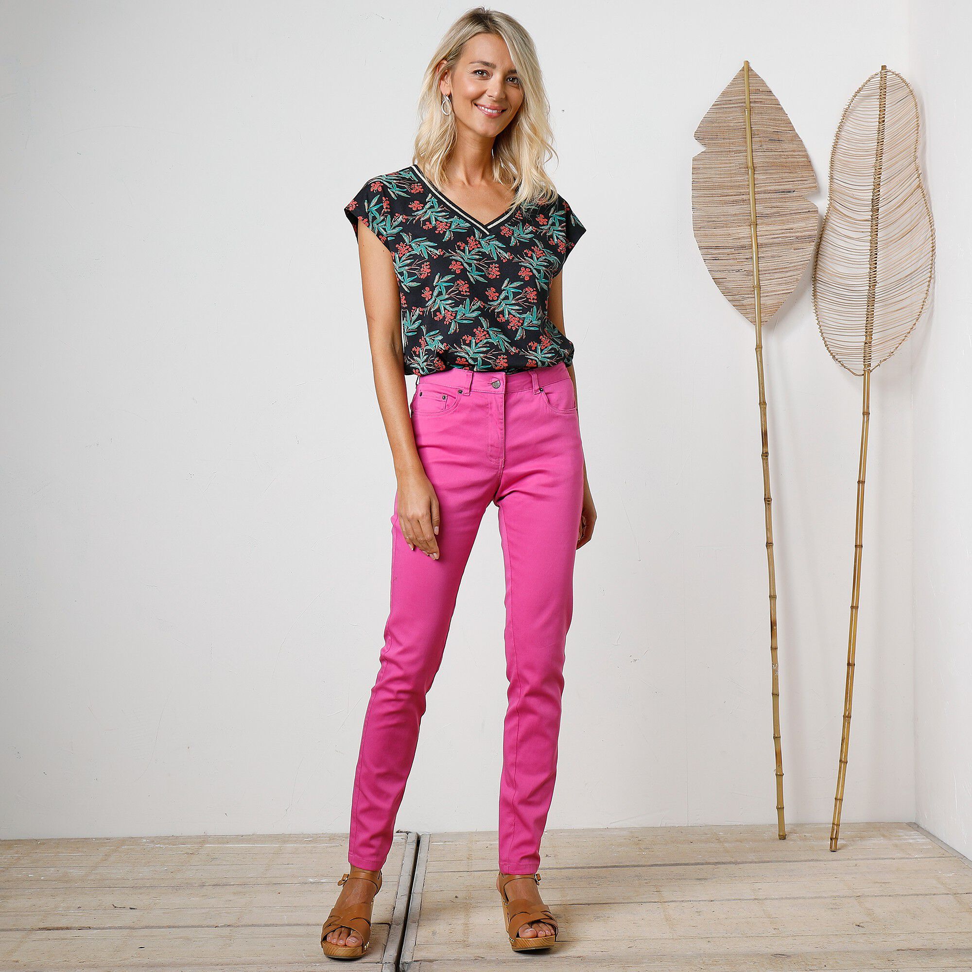 Pantalon fuselé couleur