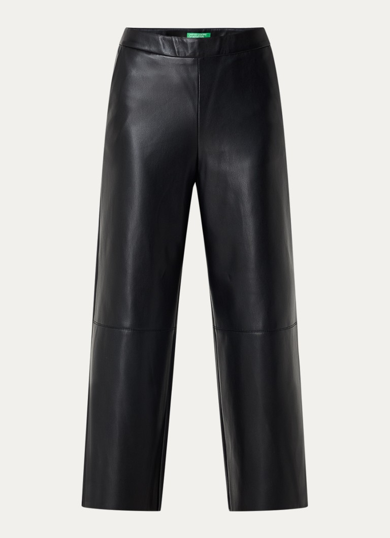Pantaloni scurți cu talie înaltă din piele ecologică Benetton