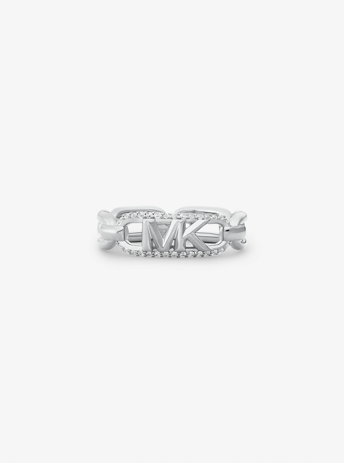 Anello con logo Empire in argento sterling placcato metalli preziosi e pavé - ARGENTO