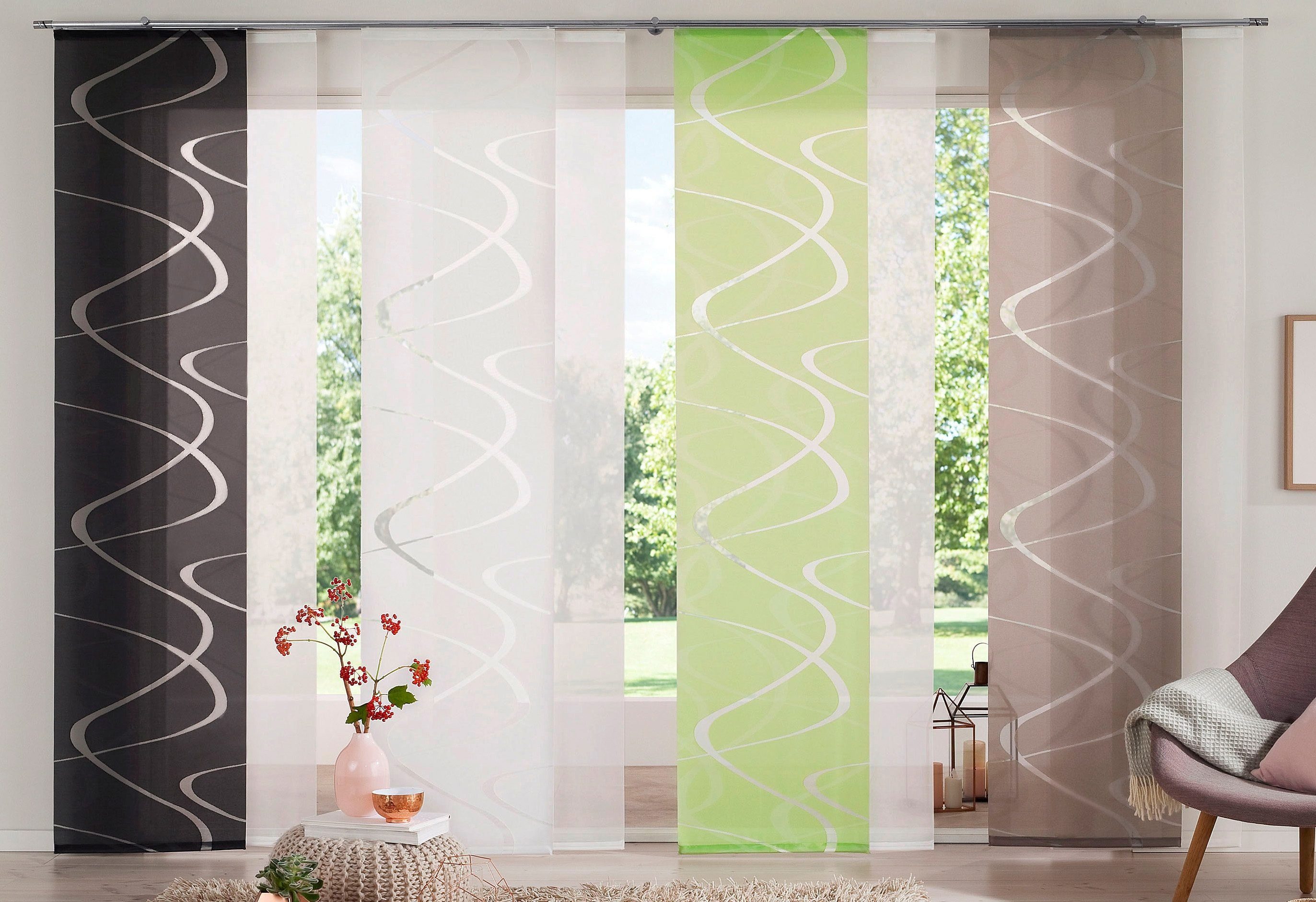 Schiebegardine Pelotas, Neutex for you!, Schlaufen (1 St), halbtransparent, Scherli, inkl. Beschwerunsstange