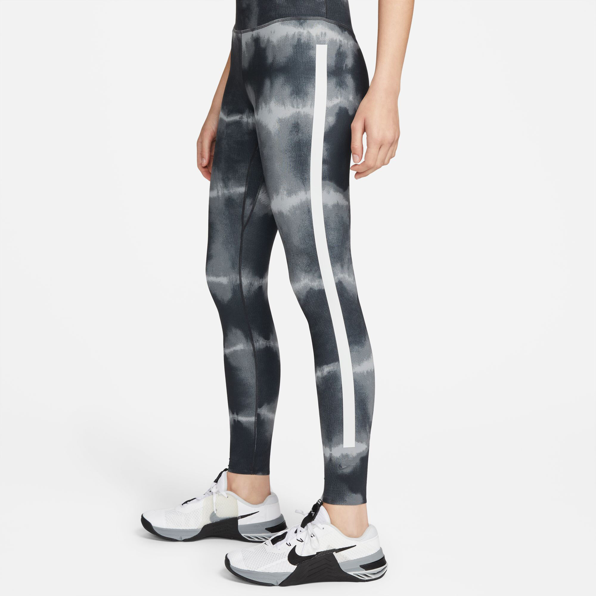 Dri-Fit One Luxe Mid-Rise All Over Print Tight Damen - Schwarz, Grau