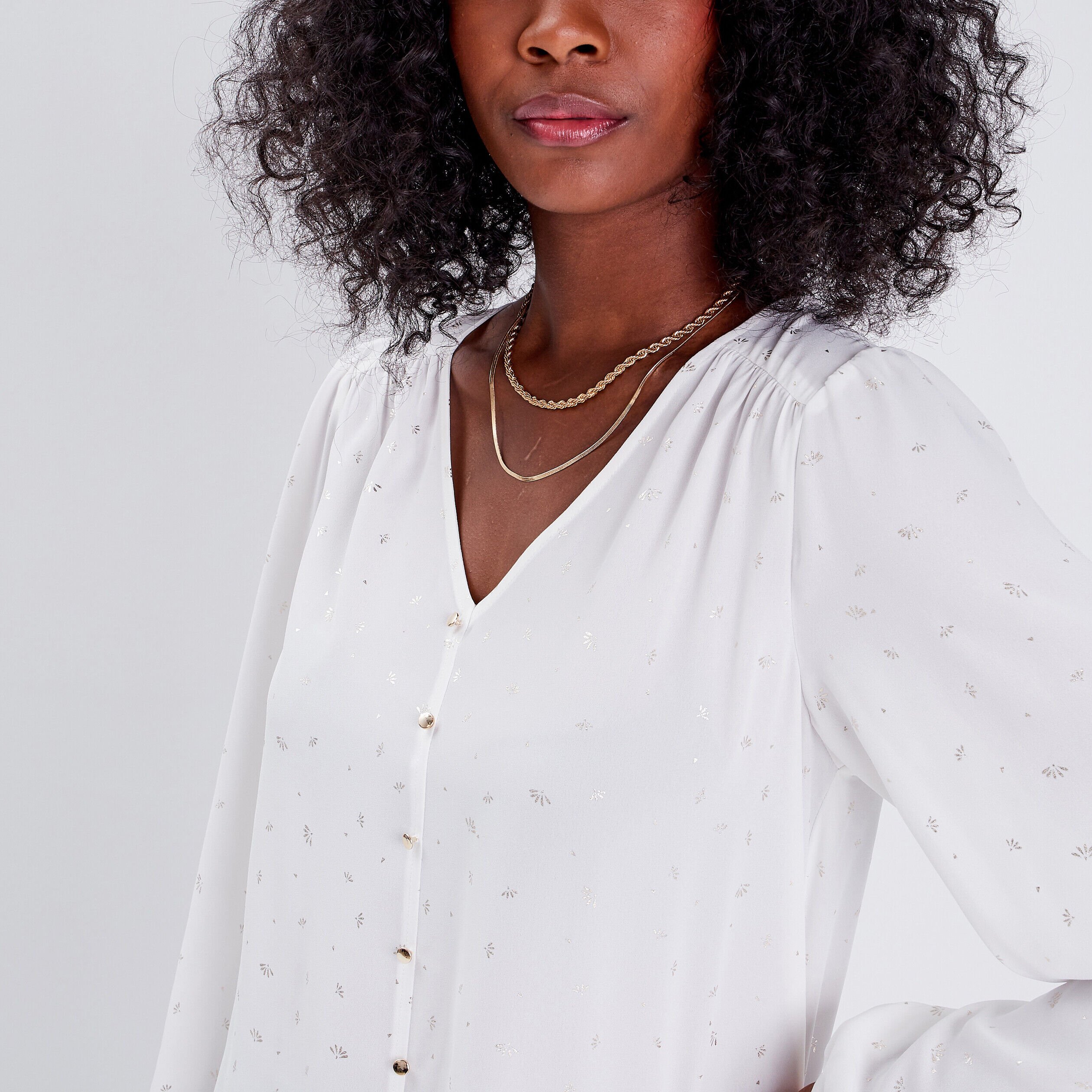 Blouse manches longues blanc femme | Cache Cache