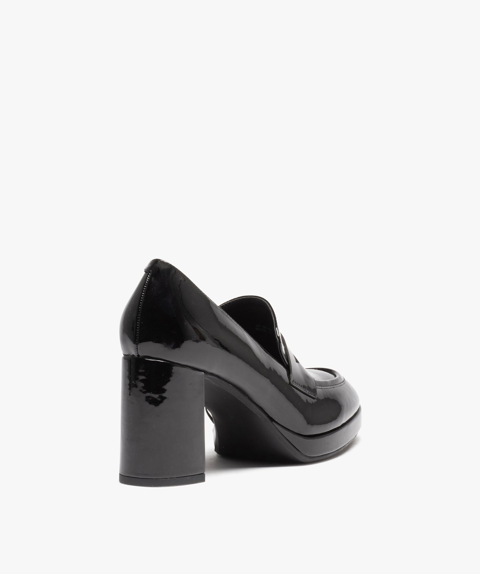 Mocassins femme vernis à talon haut noir | GEMO