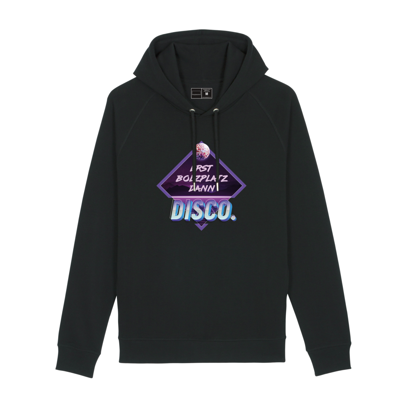 Bolzplatzkind "80er Jahre" Disco Hoody Schwarz