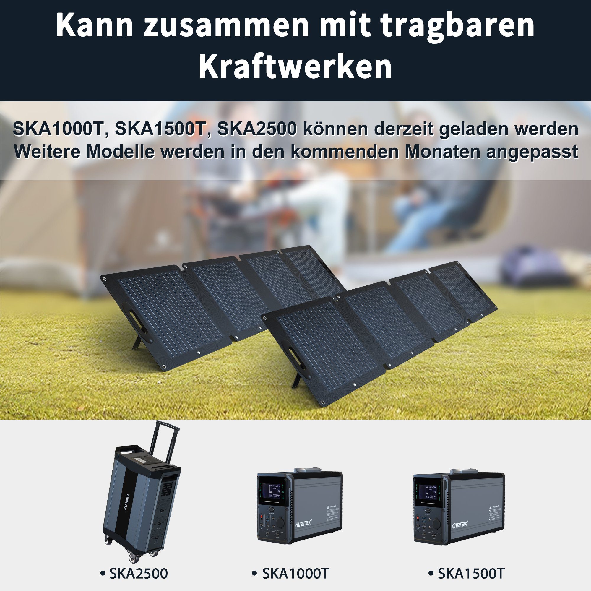Merax Solaranlage SD200, 200,00 W, Monokristallin, Faltbar und Mobil, Solarmodul tragbar, Solarpanel wasserdicht