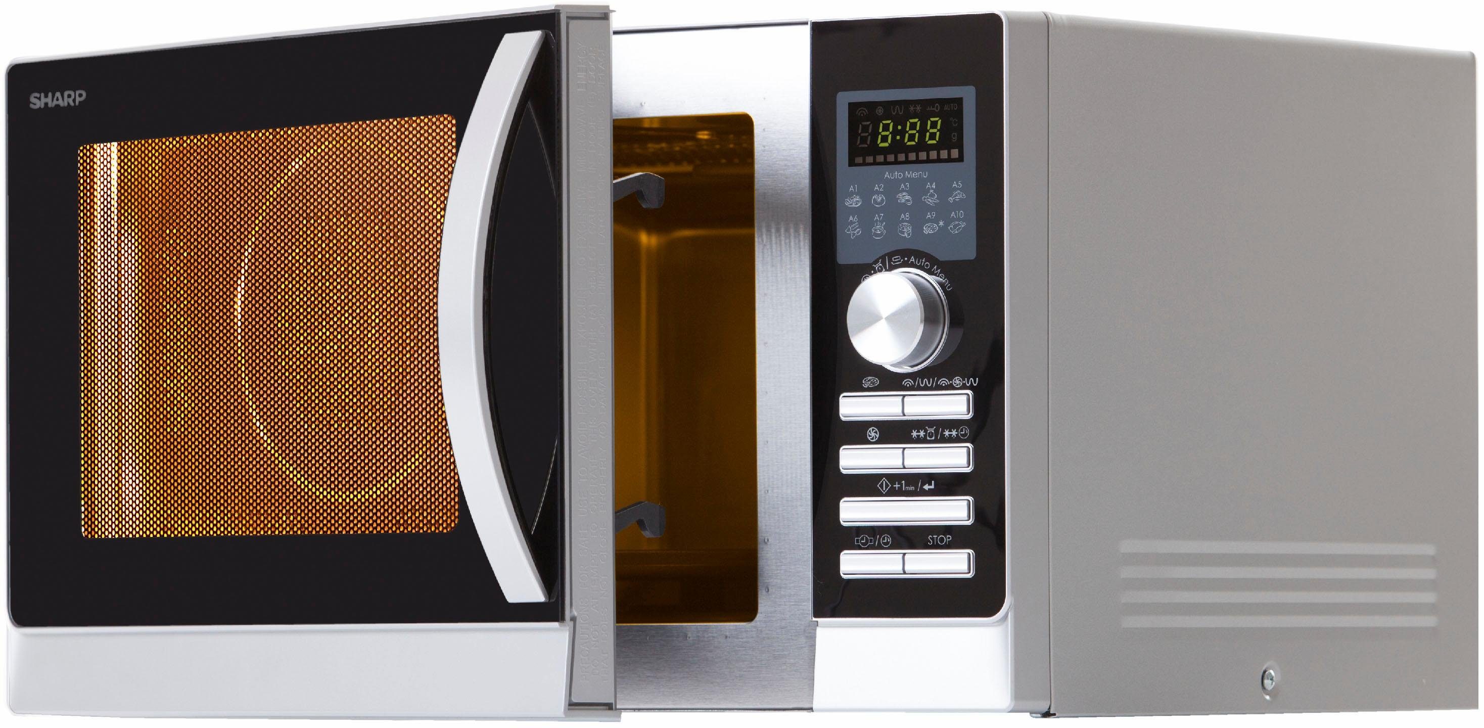 Sharp Mikrowelle R843INW, Grill und Heißluft, 25 l, mit Doppelgrill