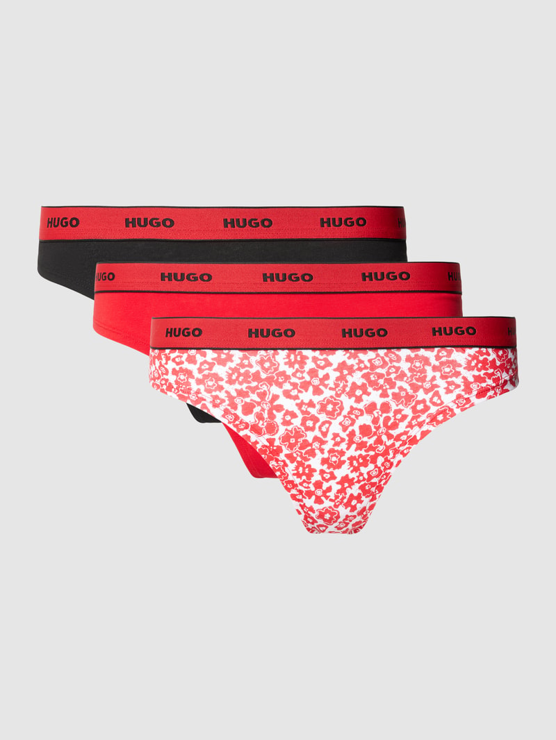 String mit floralem Muster im 3er-Pack in rot