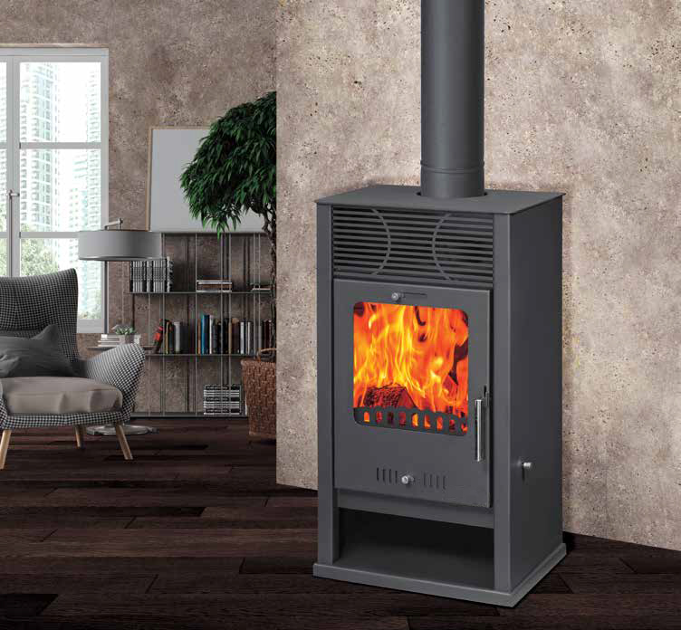 Moeby24 Kaminofen Celine Anthrazit 150mm Rauchrohr 7,78 KW BimSchV 1-2 EEK A
