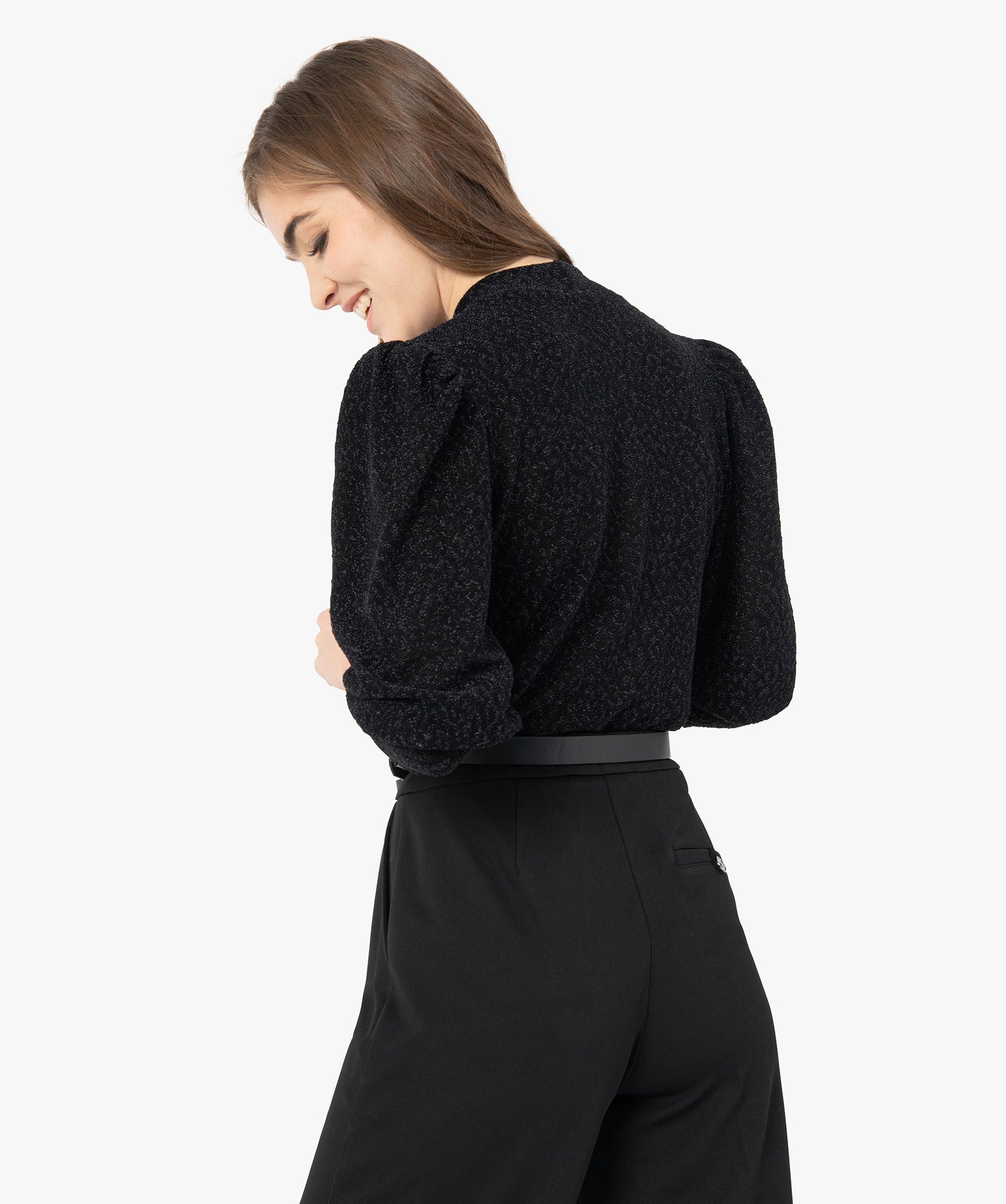 Tee-shirt femme scintillant avec manches bouffantes | GEMO