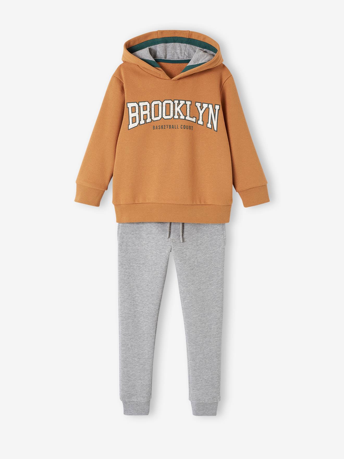 Ensemble sport garçon sweat à capuche et jogging en molleton marine