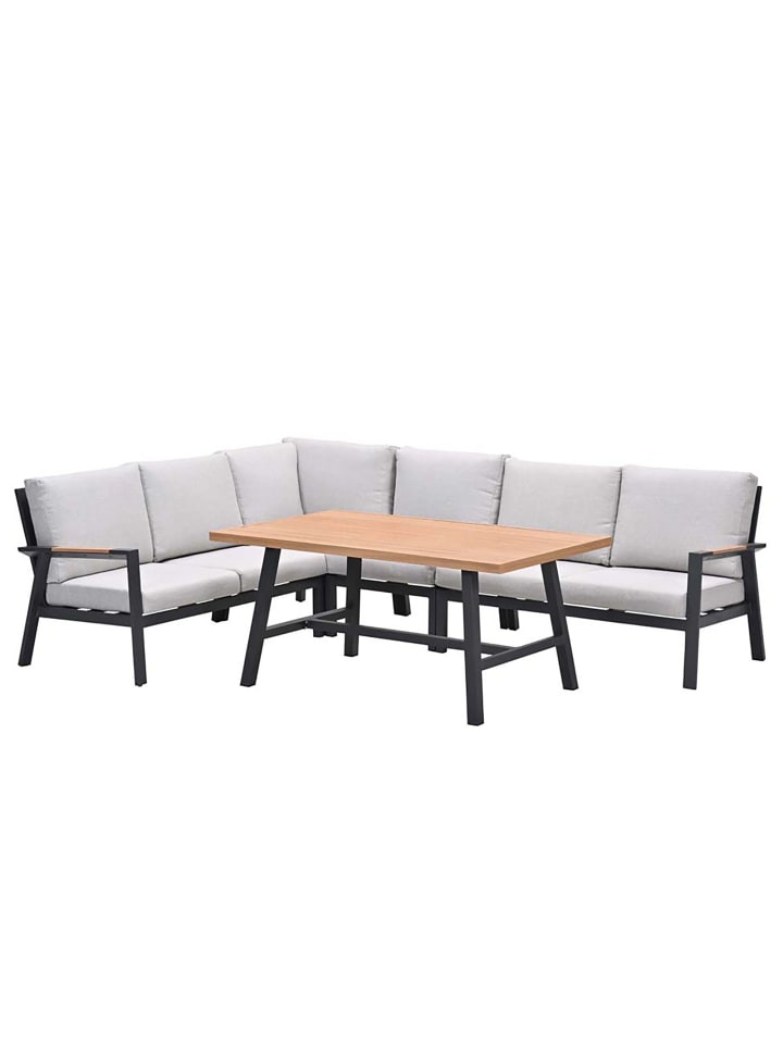 GMD Living Premium Alu Gartenmöbel Sitzgruppe ELATI, Dining Lounge mit Teakholz Optik günstig kaufen onesize