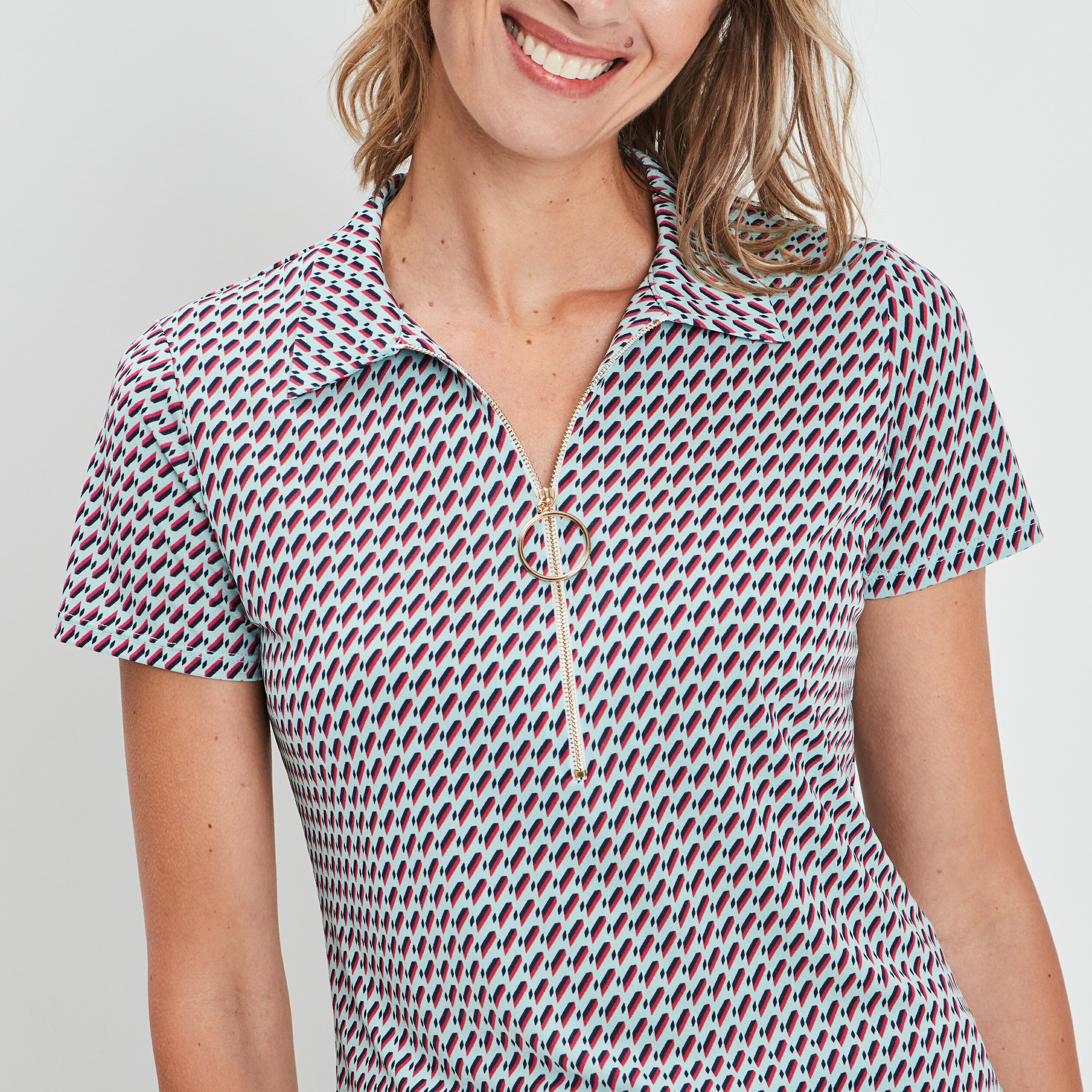 T-shirt manches courtes bleu turquoise femme | La Halle