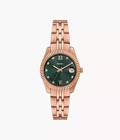 Fossil Uhr Scarlette 3-Zeiger-Werk Datum Edelstahl roségoldfarben