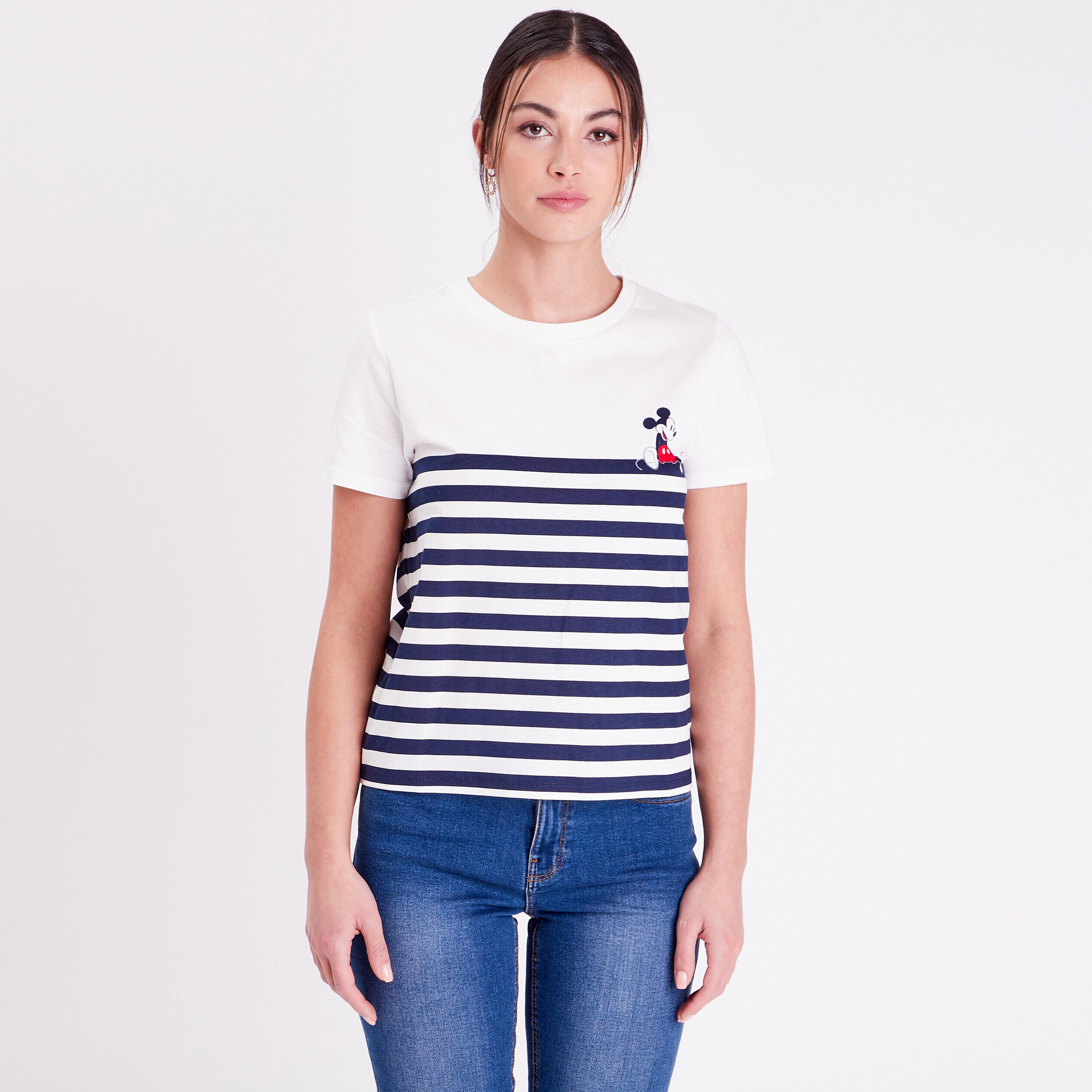T-shirt manches courtes Mickey ecru femme | Cache Cache