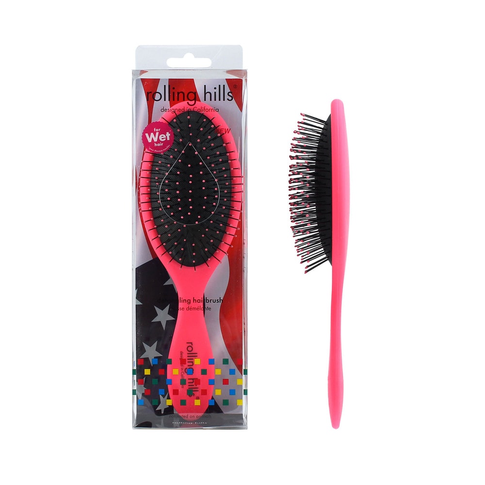 rolling hills Detangling Hairbrush Pink - For Wet Hair Brosse démêlante