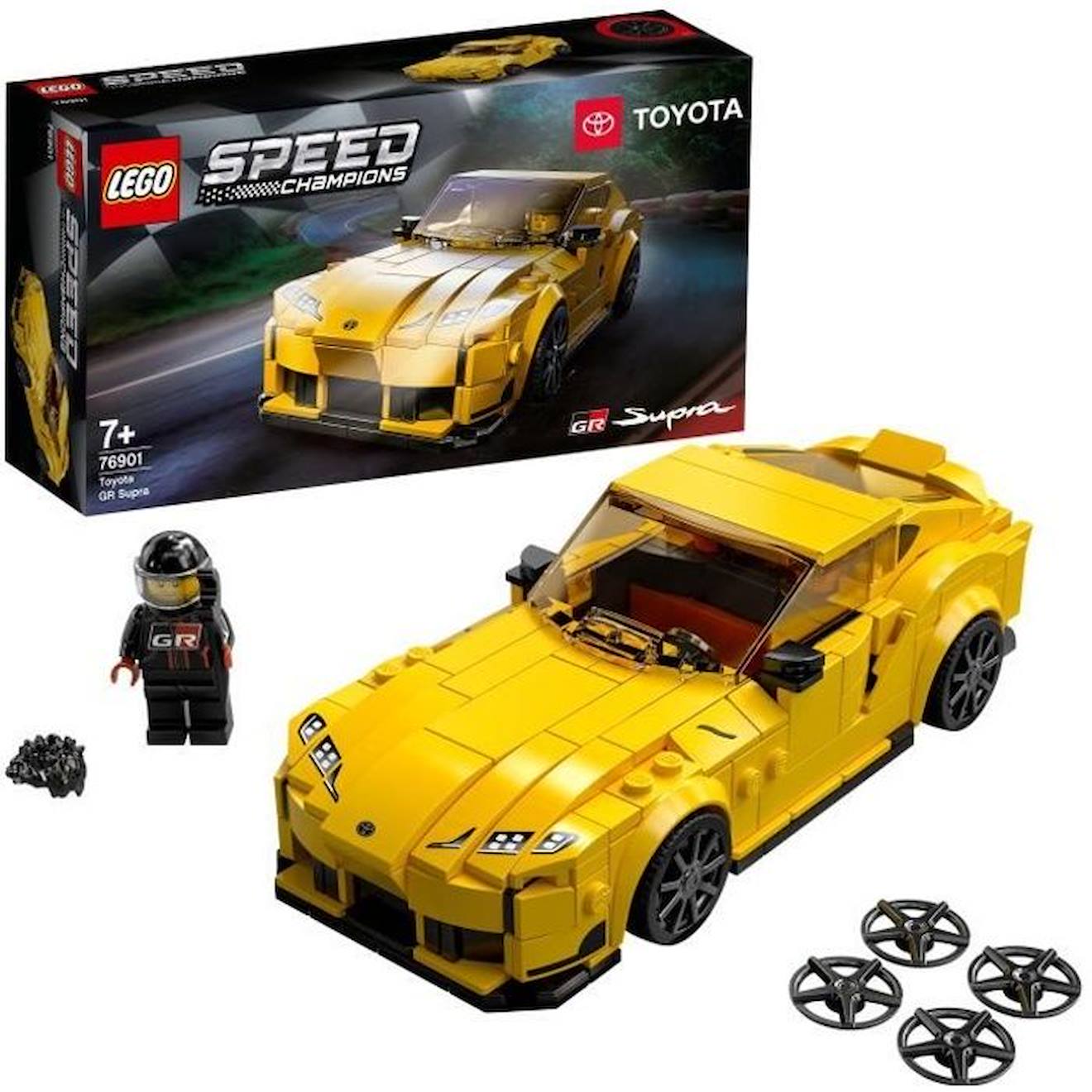 LEGO® 76901 Speed Champions Toyota GR Supra – jouet voiture de course avec pilote, enfant 7 ans et plus jaune