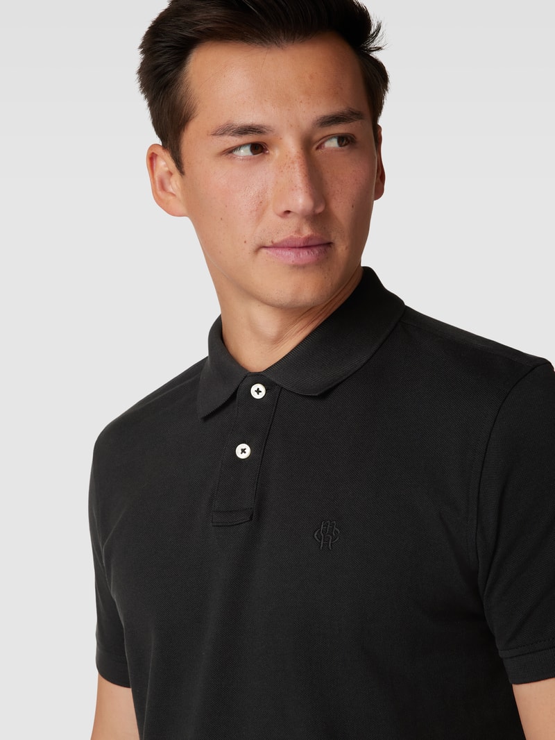 Poloshirt mit Logo-Stitching in schwarz