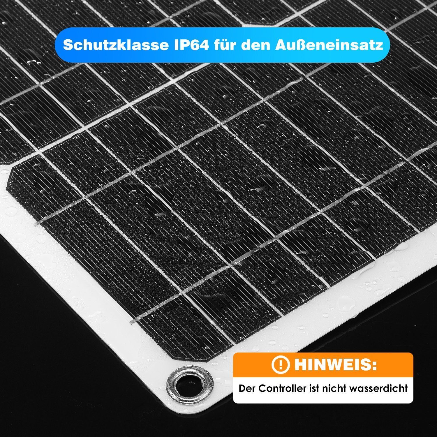 iscooter Solarmodul 100W 12V Monokristalline Solarpanel Effizienz Modul 20A, Solarpanel Stromerzeuger Solaranlage Solargenerator IP65