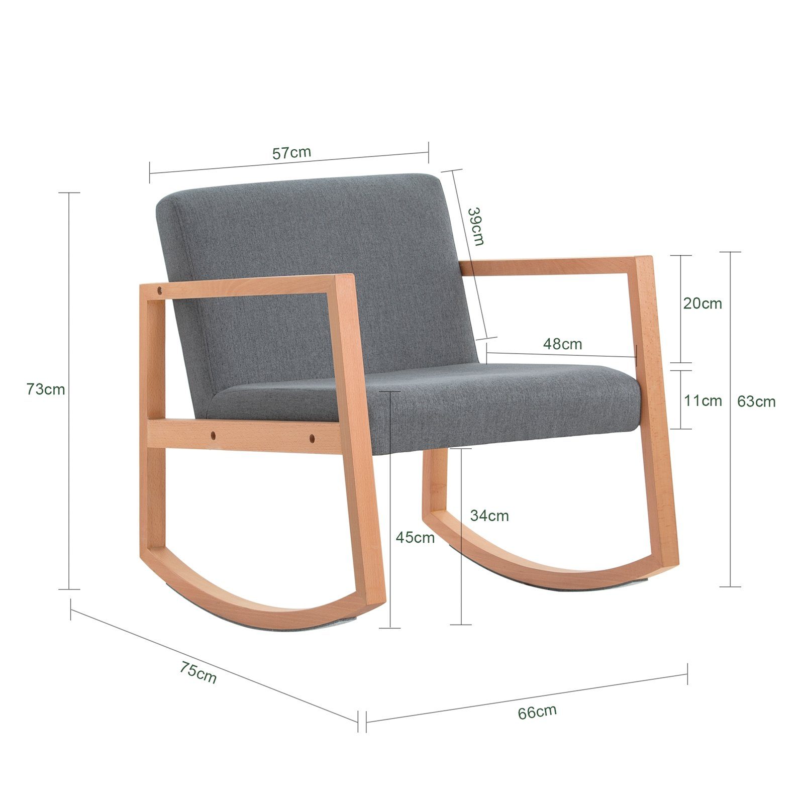 SoBuy Schaukelstuhl FST93, Wohnzimmer Schaukelsessel Schwingsessel Garten Relaxstuhl Sessel