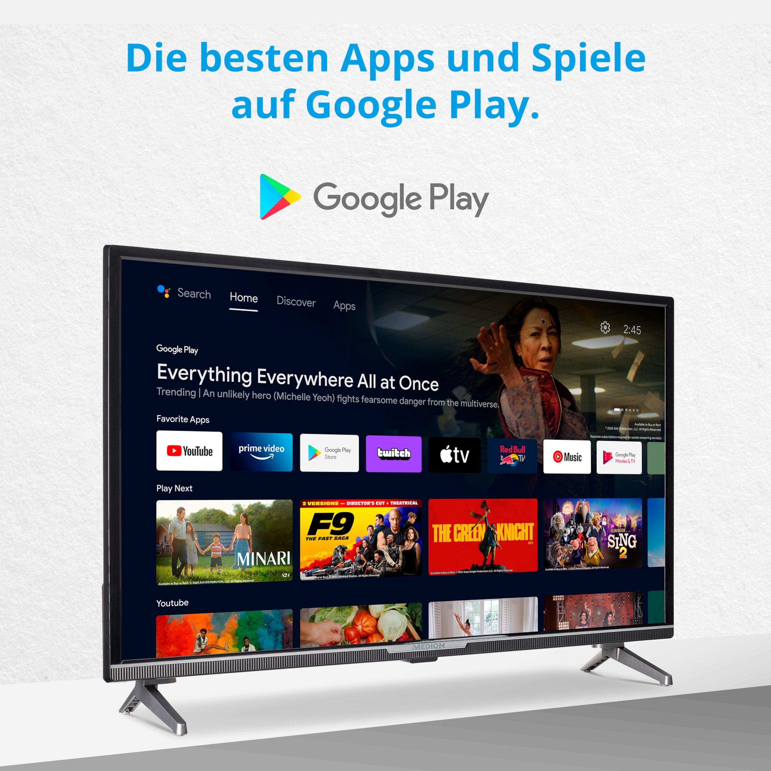 Medion® MD30042 LED-Fernseher (80 cm/31.5 Zoll, 1080p Full HD, Android TV, Full-HD Display 60Hz, MD30042)