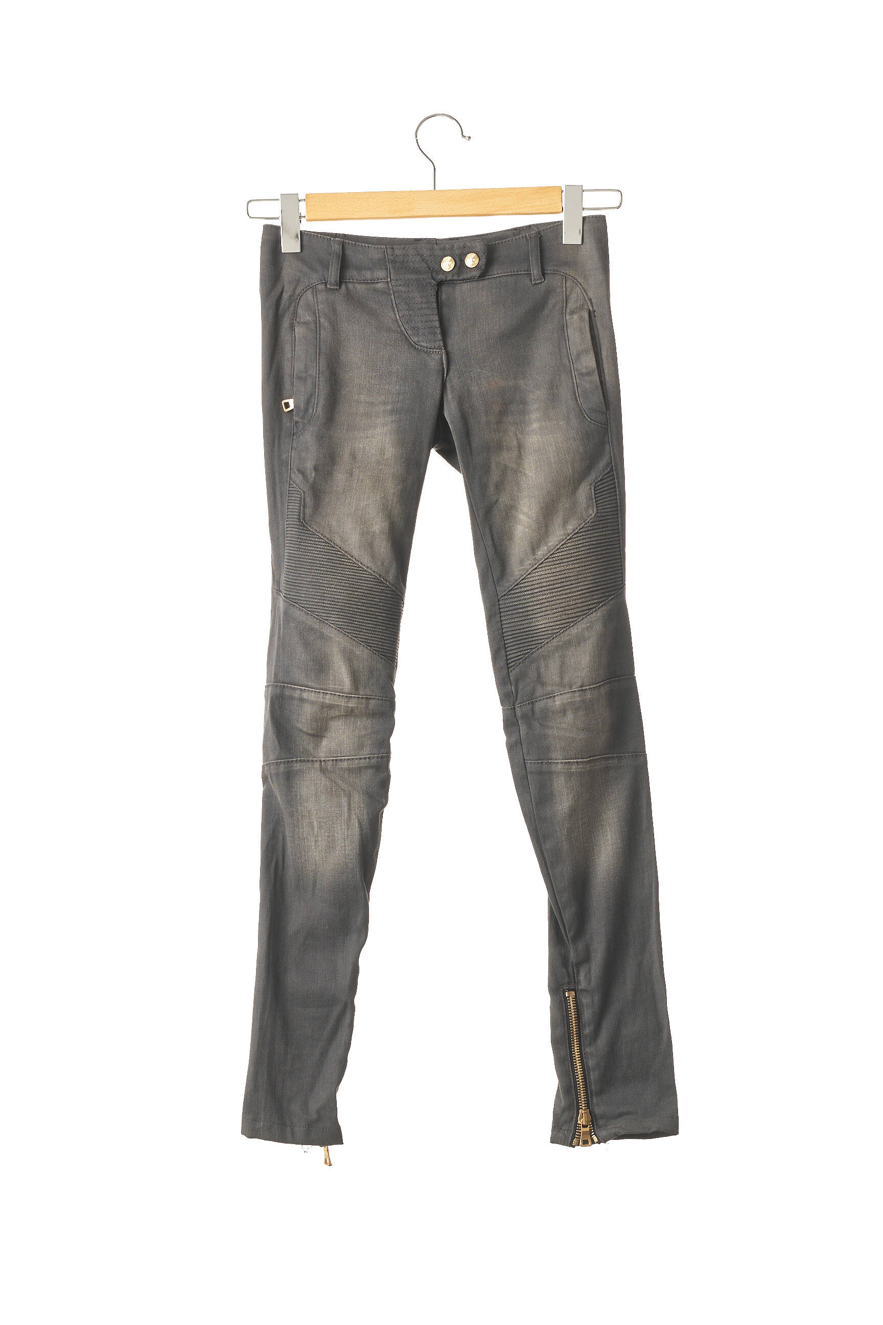 Balmain Jeans Coupe Slim Femme couleur gris