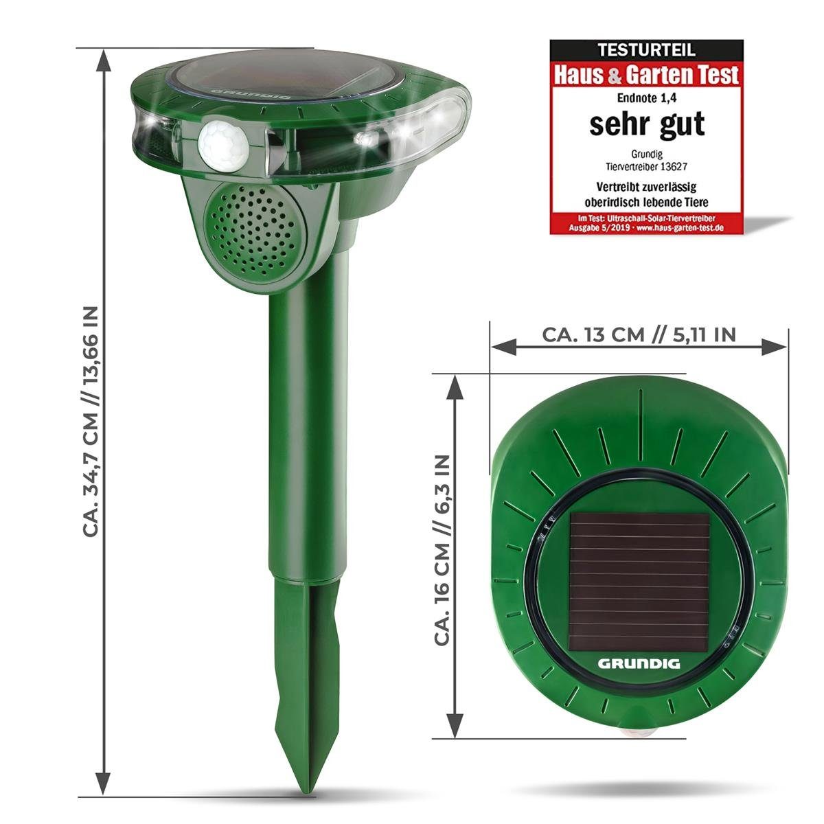 Grundig Ultraschall-Tierabwehr Ultraschall Solar Tiervertreiber
