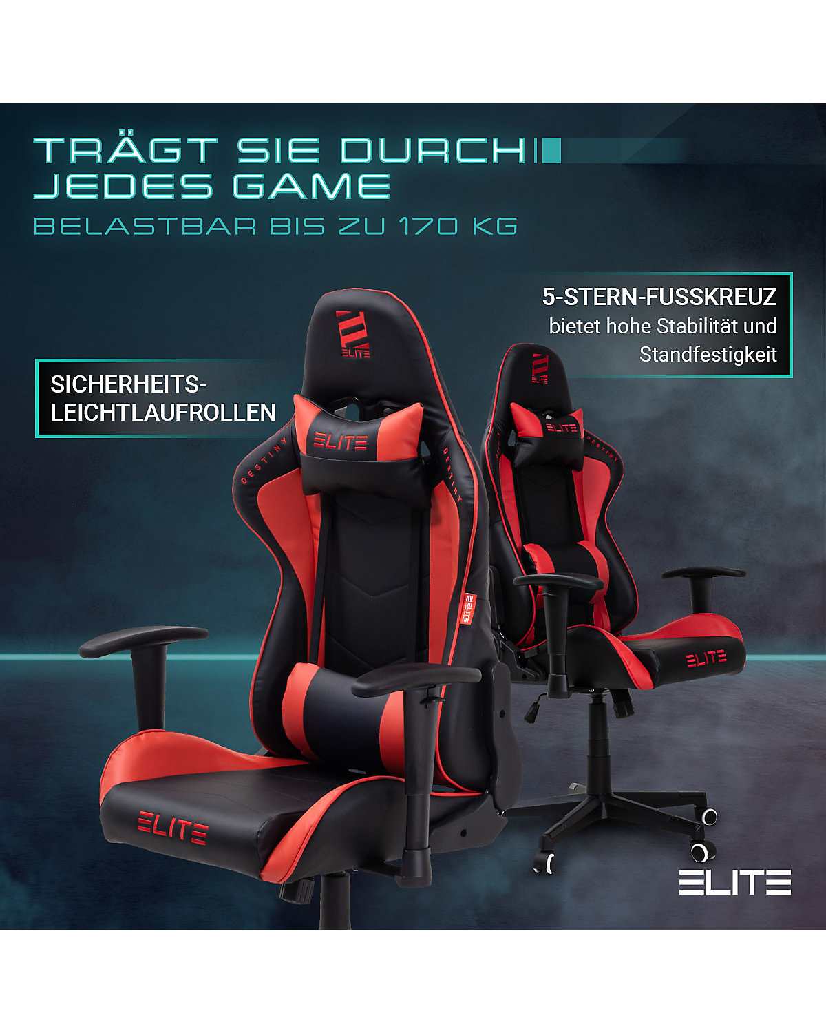 Gaming Stuhl DESTINY MG200 - Ergonomischer Racing Gaming Stuhl - Auch als RGB