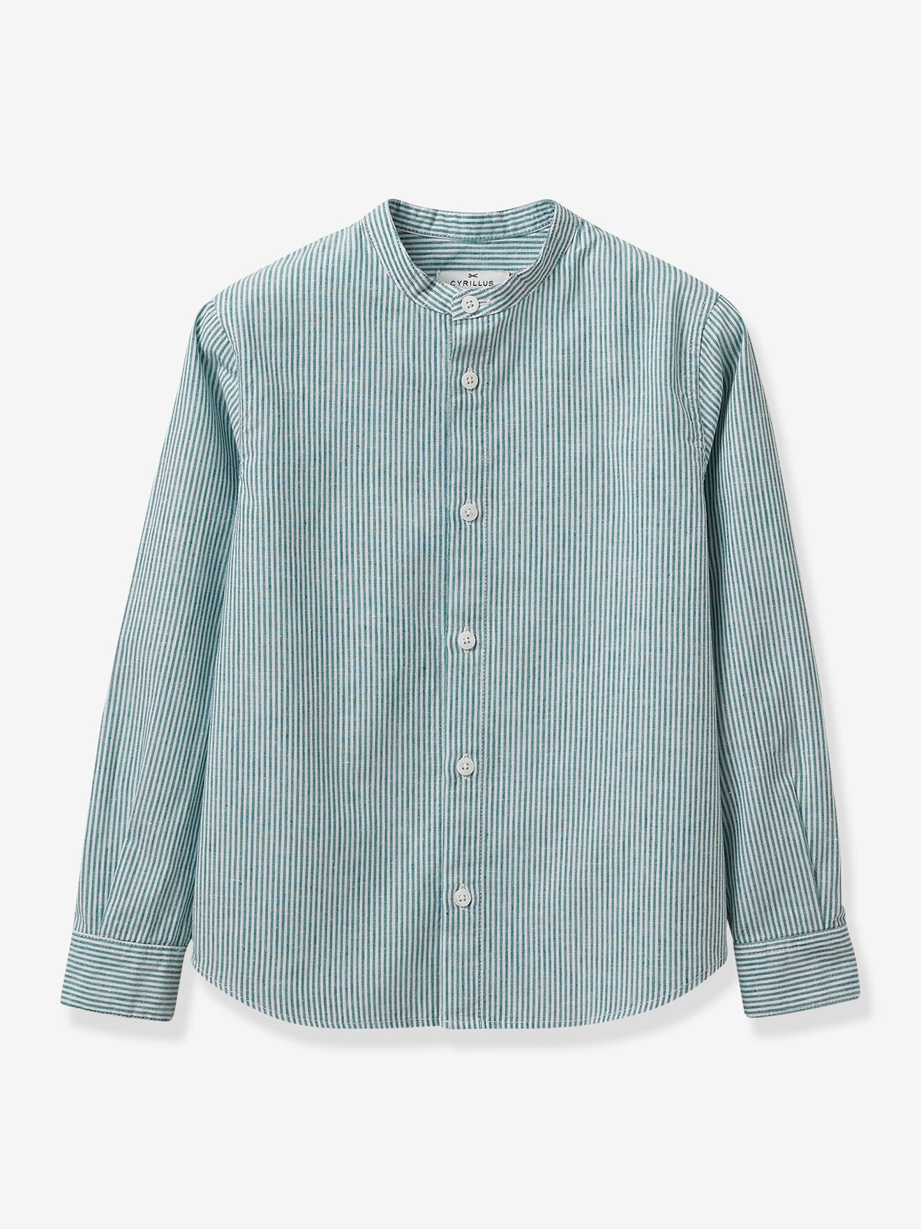 Chemise rayée col Mao CYRILLUS rayé vert