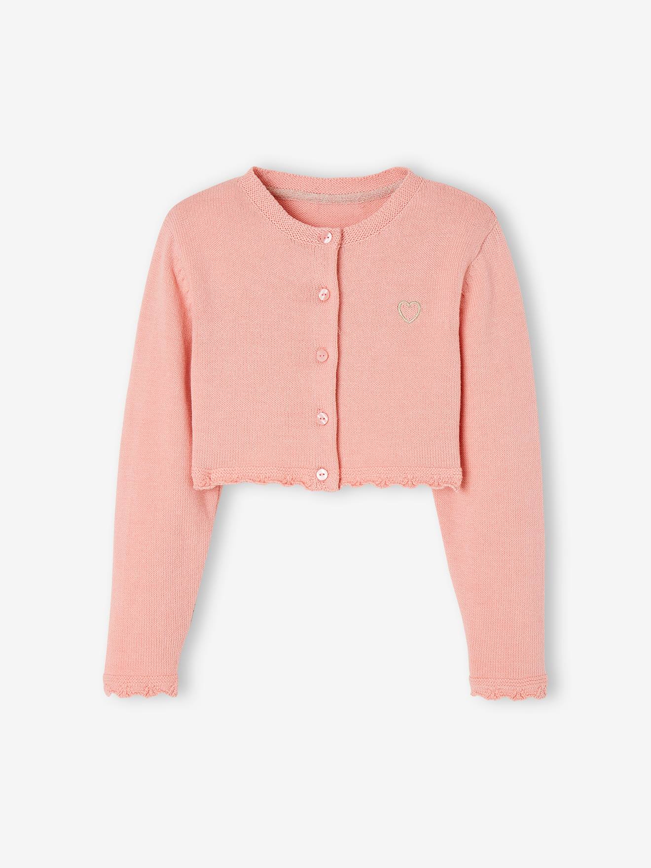 Gilet boléro fille en maille pointelle écru