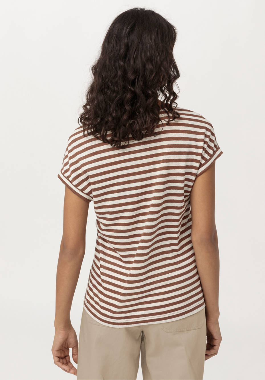 Ringel-Kurzarmshirt aus reinem Leinen