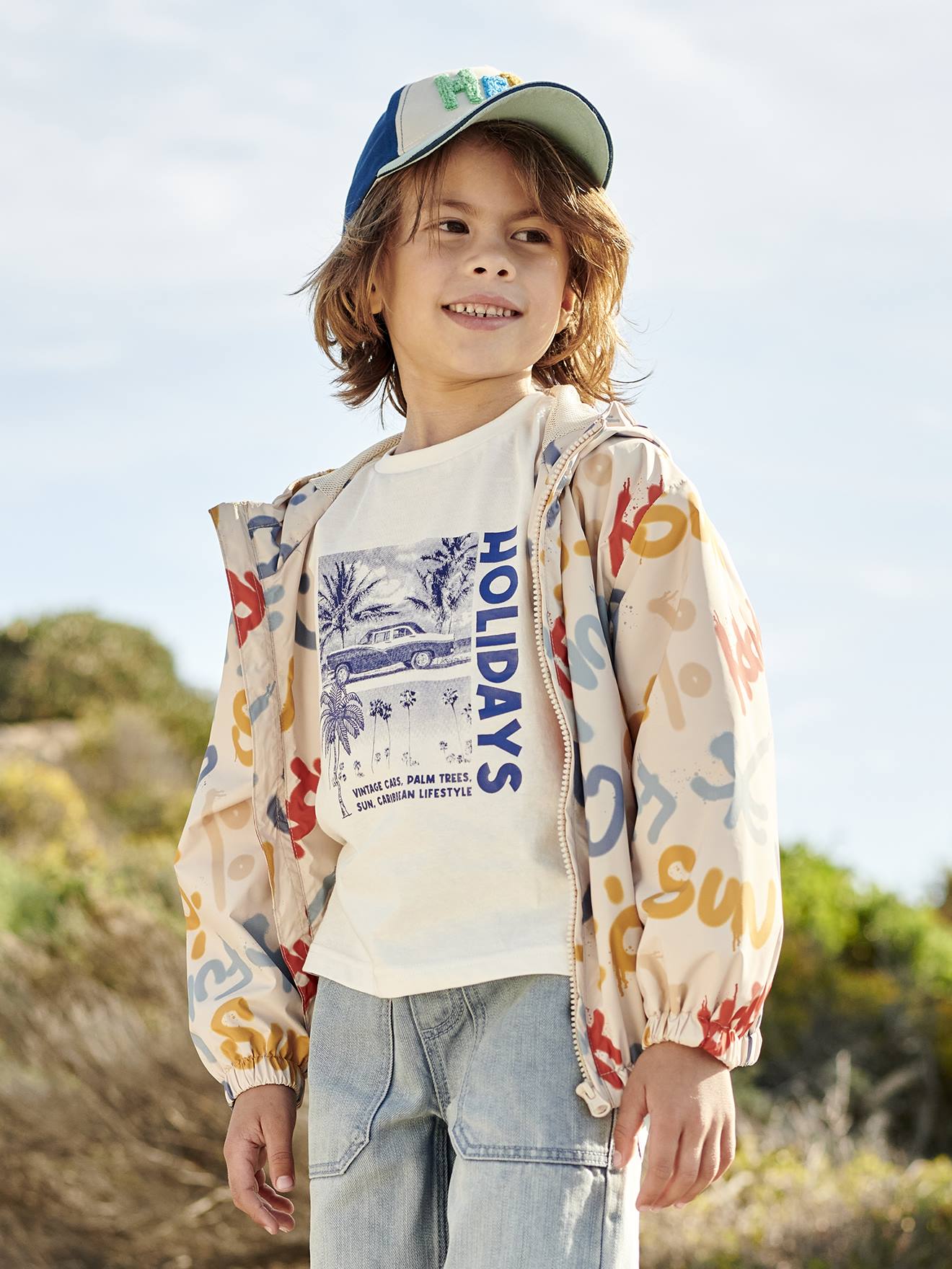 Vertbaudet Jungen T-Shirt mit Fotoprint, Recycling-Baumwolle - aqua