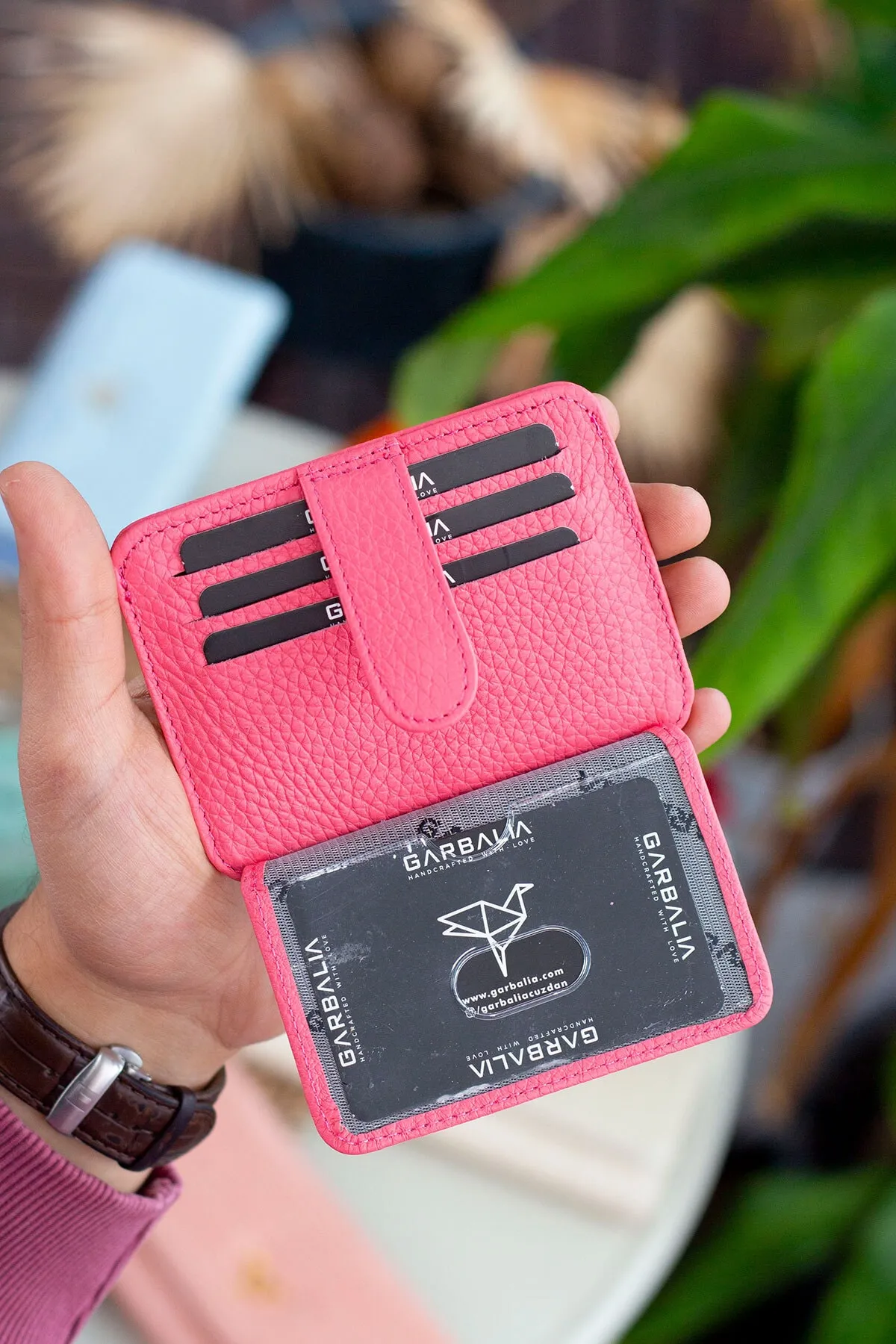 Garbalia  Shelby Unisex-Geldbörse mit Kartenetui aus echtem Leder in Rosa