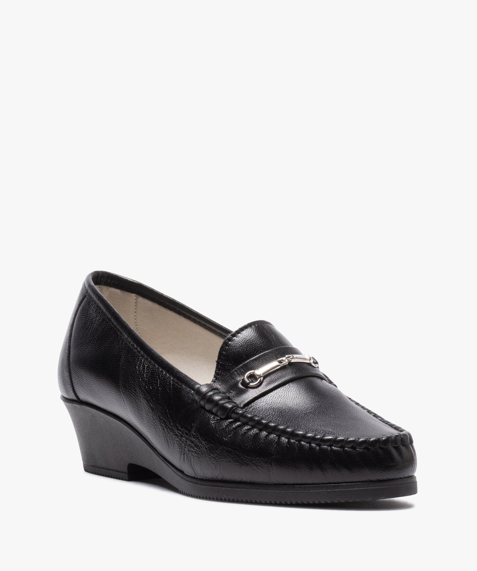 Mocassins femme confort unis dessus cuir noir | GEMO